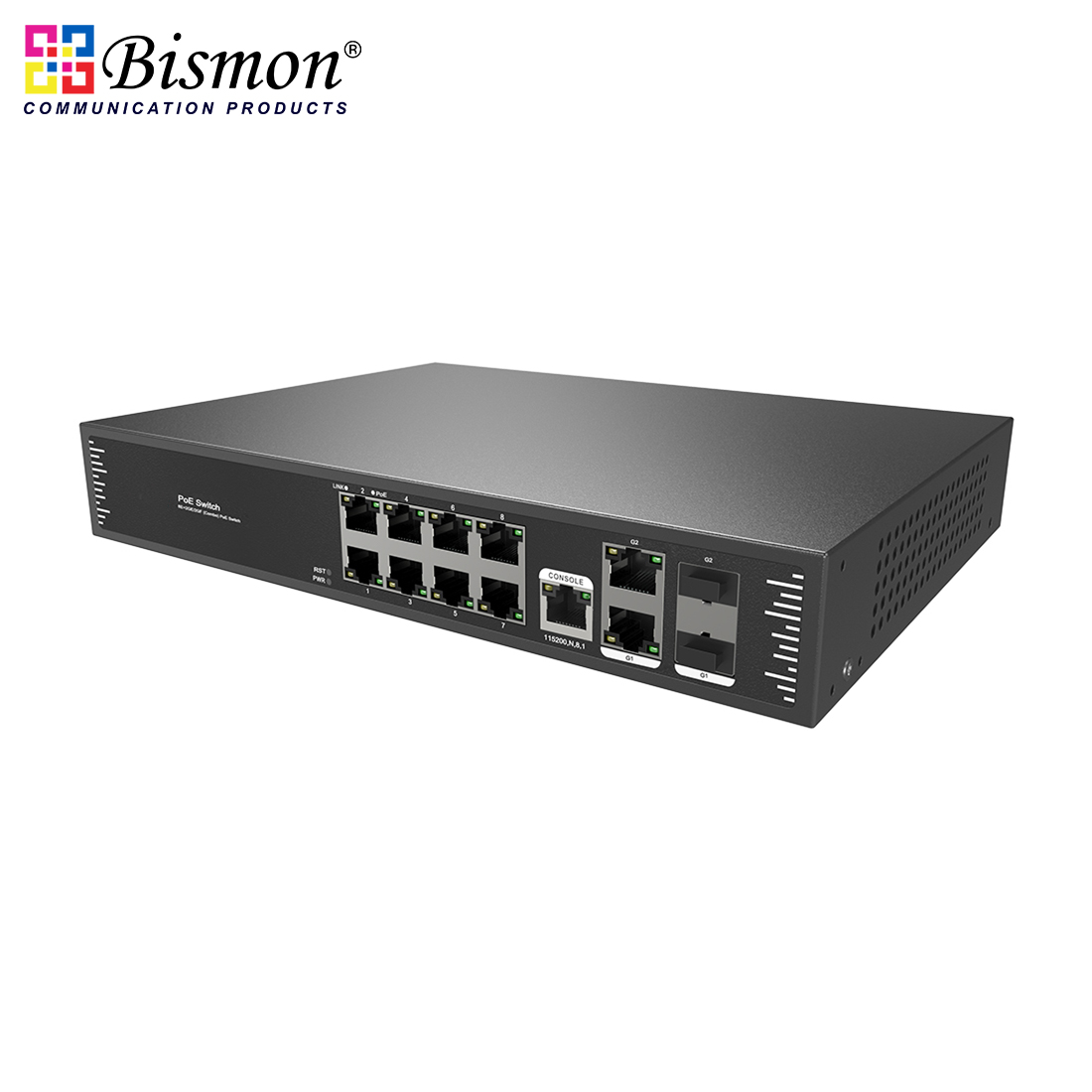 8*10/100M RJ45 ports and 2*10/100/1000M RJ45 and 2*1000M SFP managed PoE switch